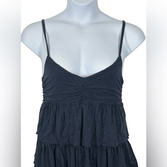 J. Crew Tiered Mini Tank Dress Black Blue Grey Summer Size Large Stretchy - Picture 3 of 11